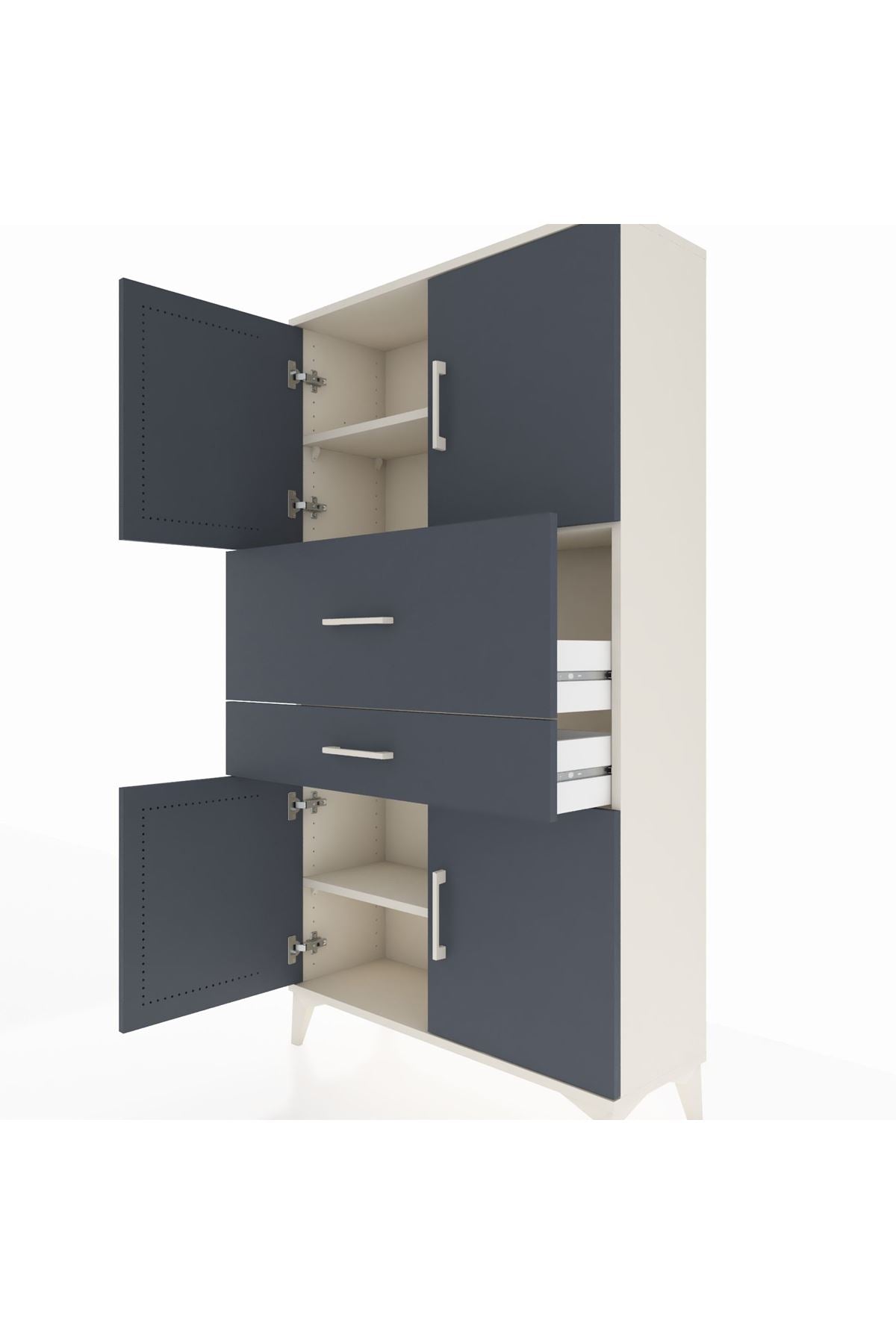 Arges Dolap 3 Raflı 2 Çekmeceli 4 Kapaklı 88x30x163 Aytaşı-Antrasit