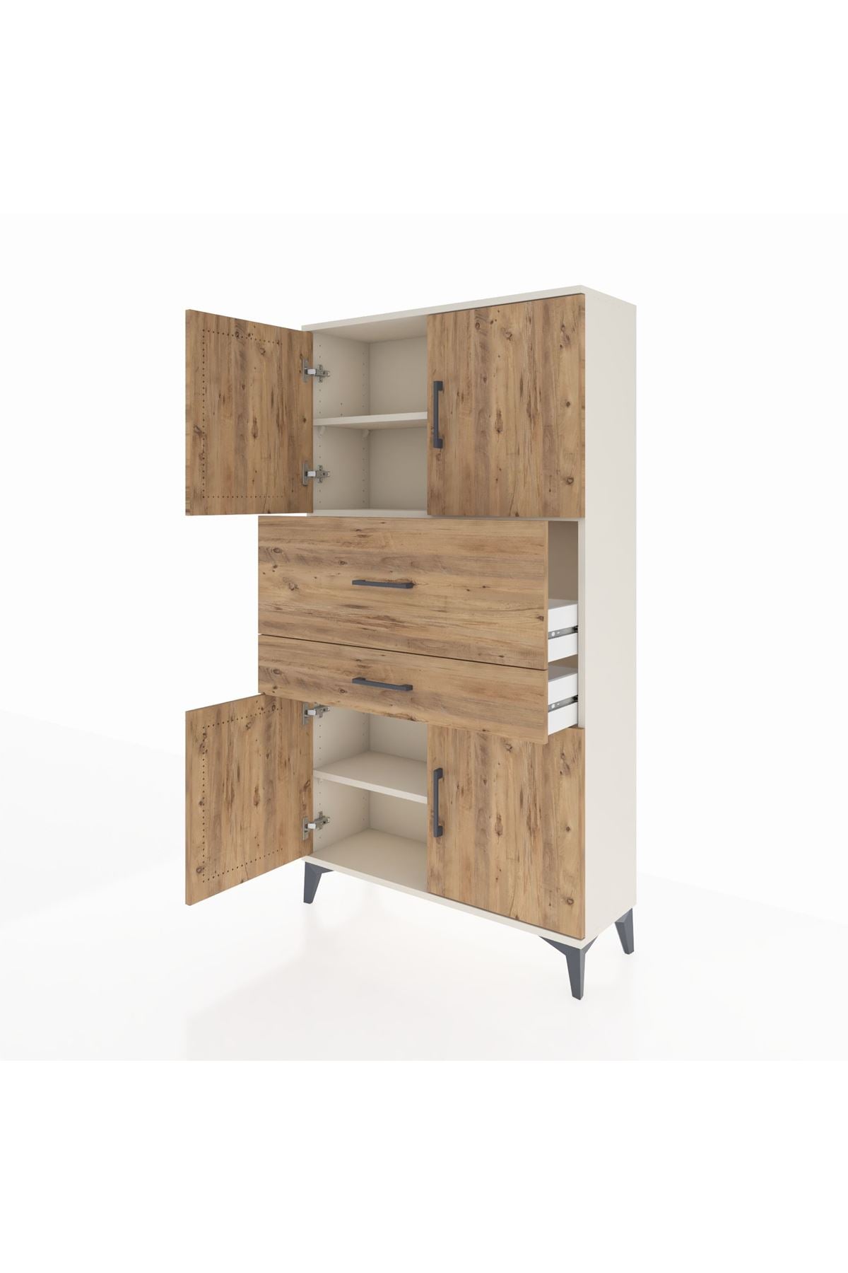 Arges Dolap 3 Raflı 2 Çekmeceli 4 Kapaklı 88x30x163 Aytaşı-Çam