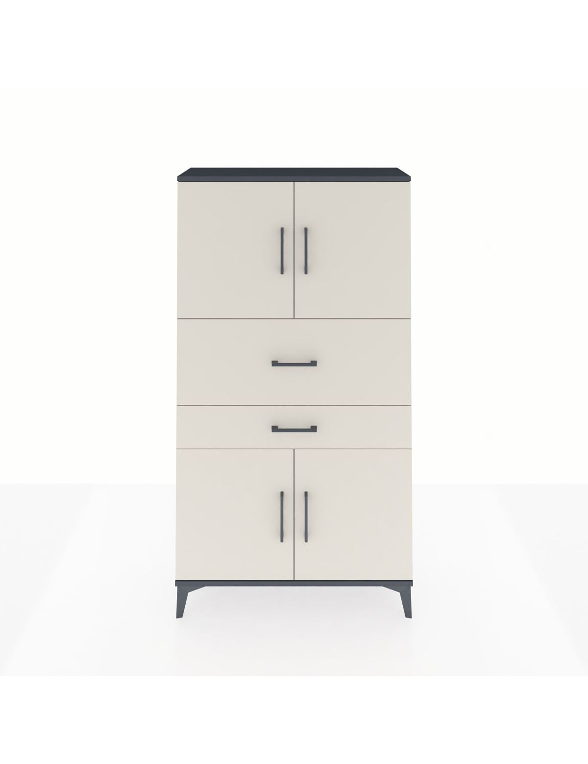 Arges Dolap 3 Raflı 2 Çekmeceli 4 Kapaklı 88x30x163 Antrasit-Aytaşı