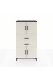 Arges Dolap 3 Raflı 2 Çekmeceli 4 Kapaklı 88x30x163 Antrasit-Aytaşı