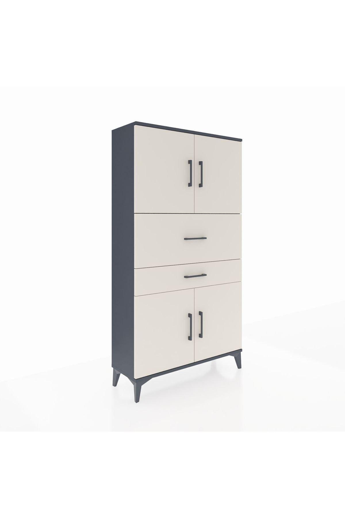 Arges Dolap 3 Raflı 2 Çekmeceli 4 Kapaklı 88x30x163 Antrasit-Aytaşı