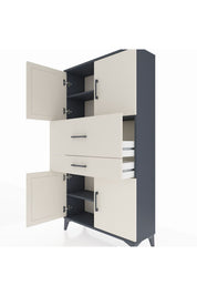 Arges Dolap 3 Raflı 2 Çekmeceli 4 Kapaklı 88x30x163 Antrasit-Aytaşı