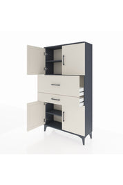 Arges Dolap 3 Raflı 2 Çekmeceli 4 Kapaklı 88x30x163 Antrasit-Aytaşı
