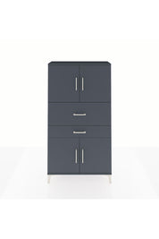 Arges Dolap 3 Raflı 2 Çekmeceli 4 Kapaklı 88x30x163 Antrasit-Antrasit