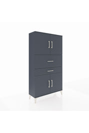 Arges Dolap 3 Raflı 2 Çekmeceli 4 Kapaklı 88x30x163 Antrasit-Antrasit