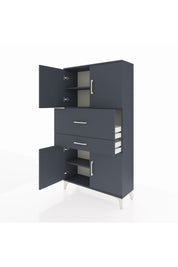 Arges Dolap 3 Raflı 2 Çekmeceli 4 Kapaklı 88x30x163 Antrasit-Antrasit