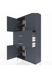 Arges Dolap 3 Raflı 2 Çekmeceli 4 Kapaklı 88x30x163 Antrasit-Antrasit