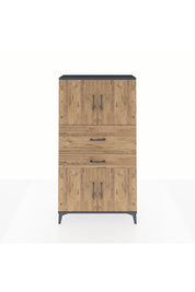 Arges Dolap 3 Raflı 2 Çekmeceli 4 Kapaklı 88x30x163 Antrasit-Çam