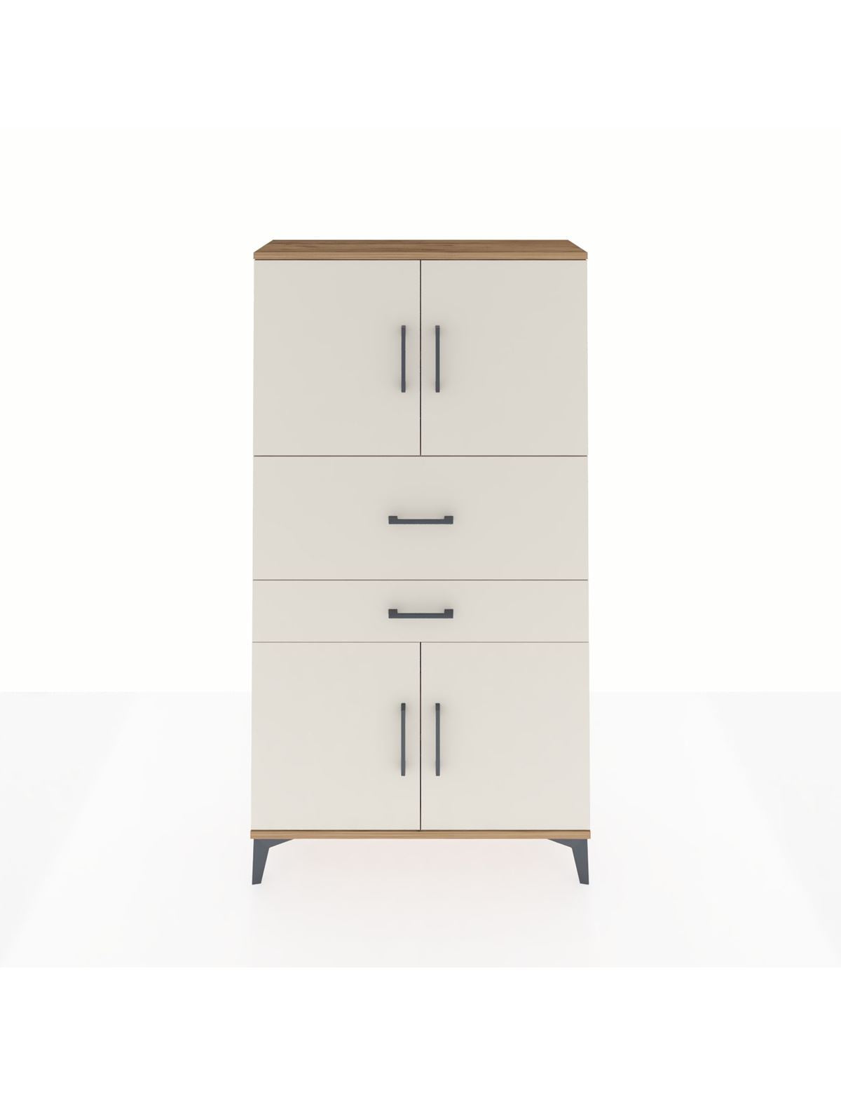 Arges Dolap 3 Raflı 2 Çekmeceli 4 Kapaklı 88x30x163 Çam-Aytaşı