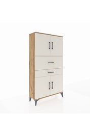 Arges Dolap 3 Raflı 2 Çekmeceli 4 Kapaklı 88x30x163 Çam-Aytaşı