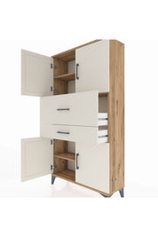 Arges Dolap 3 Raflı 2 Çekmeceli 4 Kapaklı 88x30x163 Çam-Aytaşı