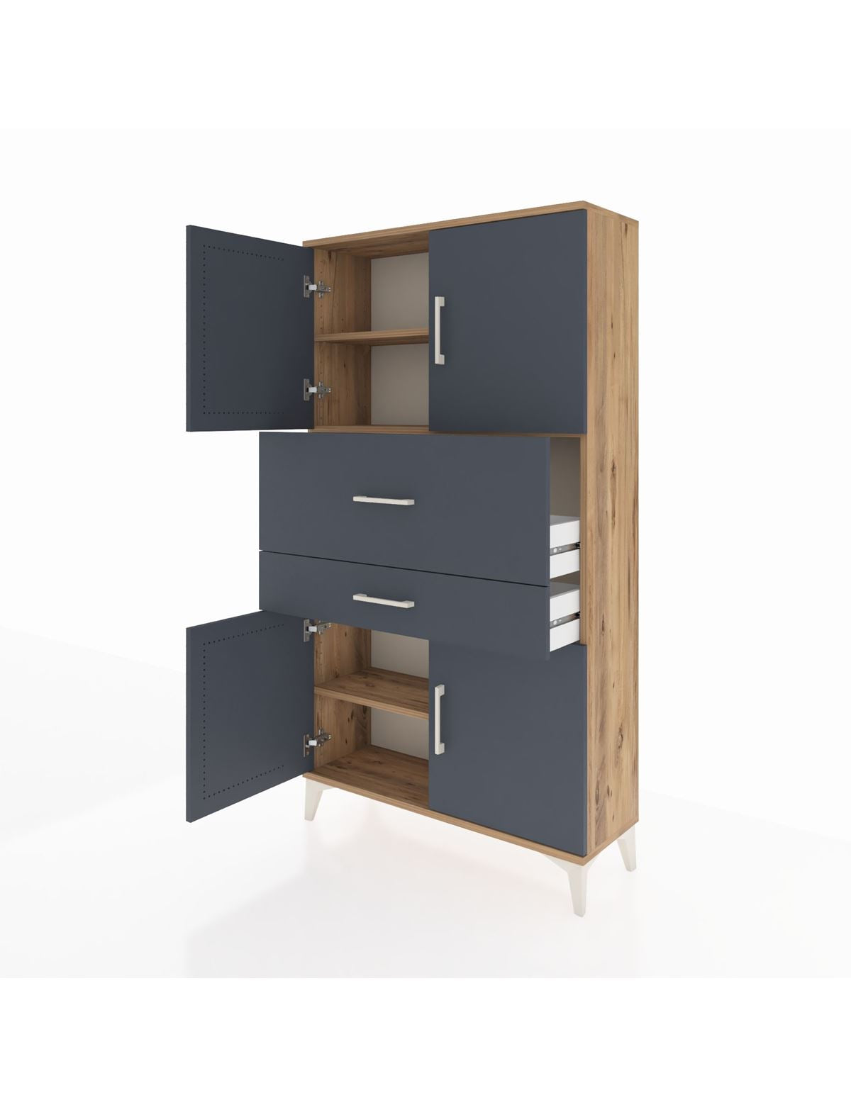 Arges Dolap 3 Raflı 2 Çekmeceli 4 Kapaklı 88x30x163 - S21M170V8A