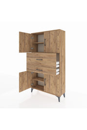 Arges Dolap 3 Raflı 2 Çekmeceli 4 Kapaklı 88x30x163 Çam-Çam