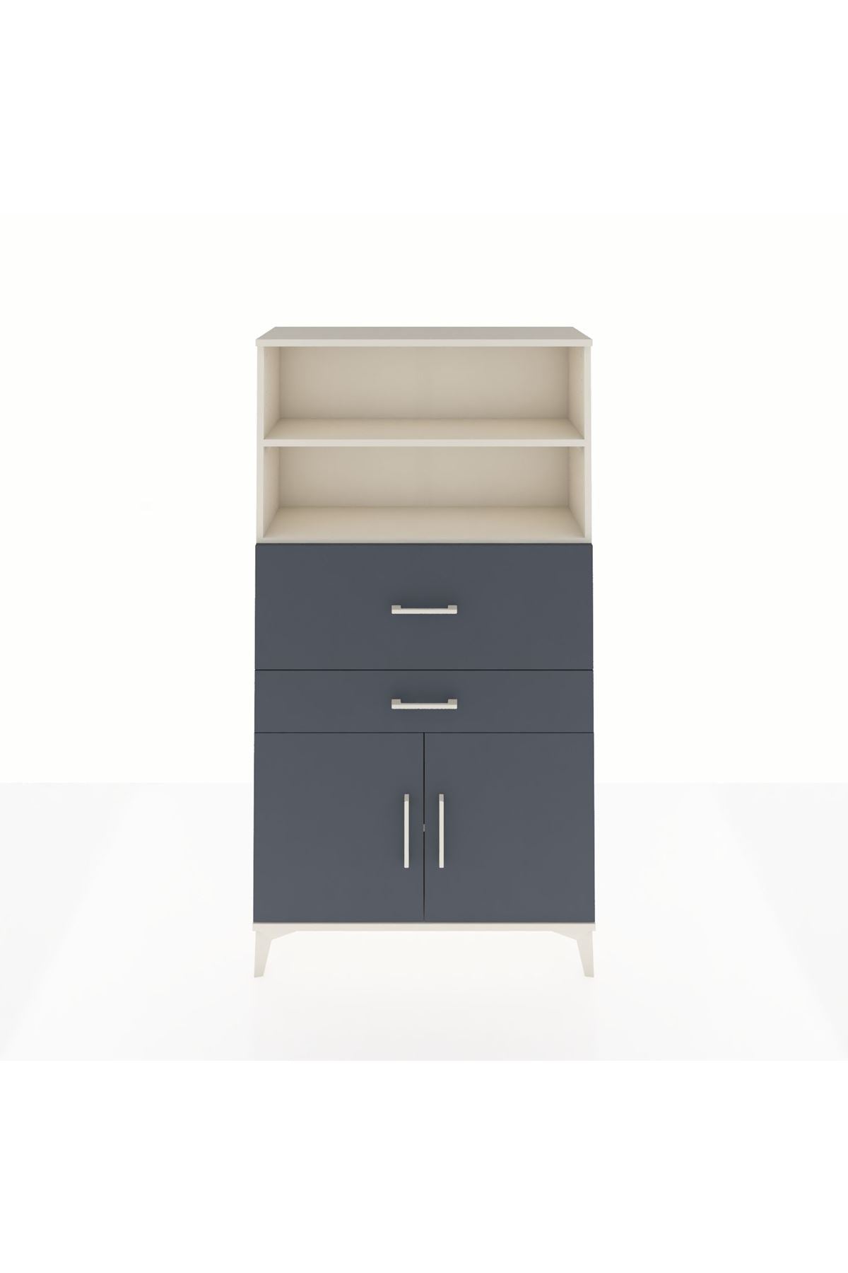 Arges Dolap 3 Raflı 2 Çekmeceli 2 Kapaklı 88x30x163 Aytaşı-Antrasit