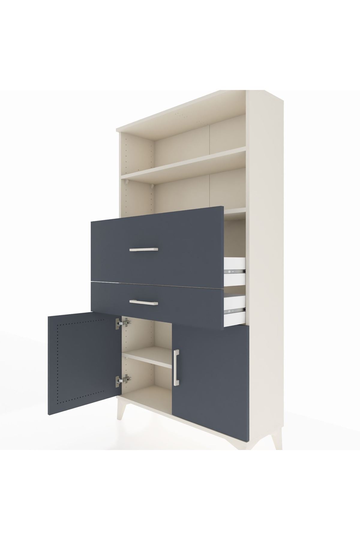 Arges Dolap 3 Raflı 2 Çekmeceli 2 Kapaklı 88x30x163 Aytaşı-Antrasit