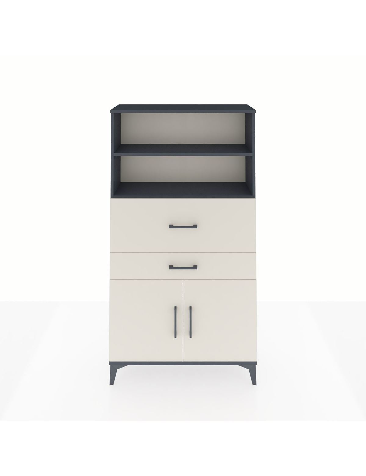 Arges Dolap 3 Raflı 2 Çekmeceli 2 Kapaklı 88x30x163 Antrasit-Aytaşı