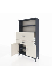 Arges Dolap 3 Raflı 2 Çekmeceli 2 Kapaklı 88x30x163 Antrasit-Aytaşı