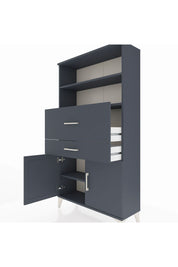 Arges Dolap 3 Raflı 2 Çekmeceli 2 Kapaklı 88x30x163 Antrasit-Antrasit