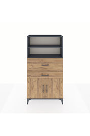 Arges Dolap 3 Raflı 2 Çekmeceli 2 Kapaklı 88x30x163 Antrasit-Çam