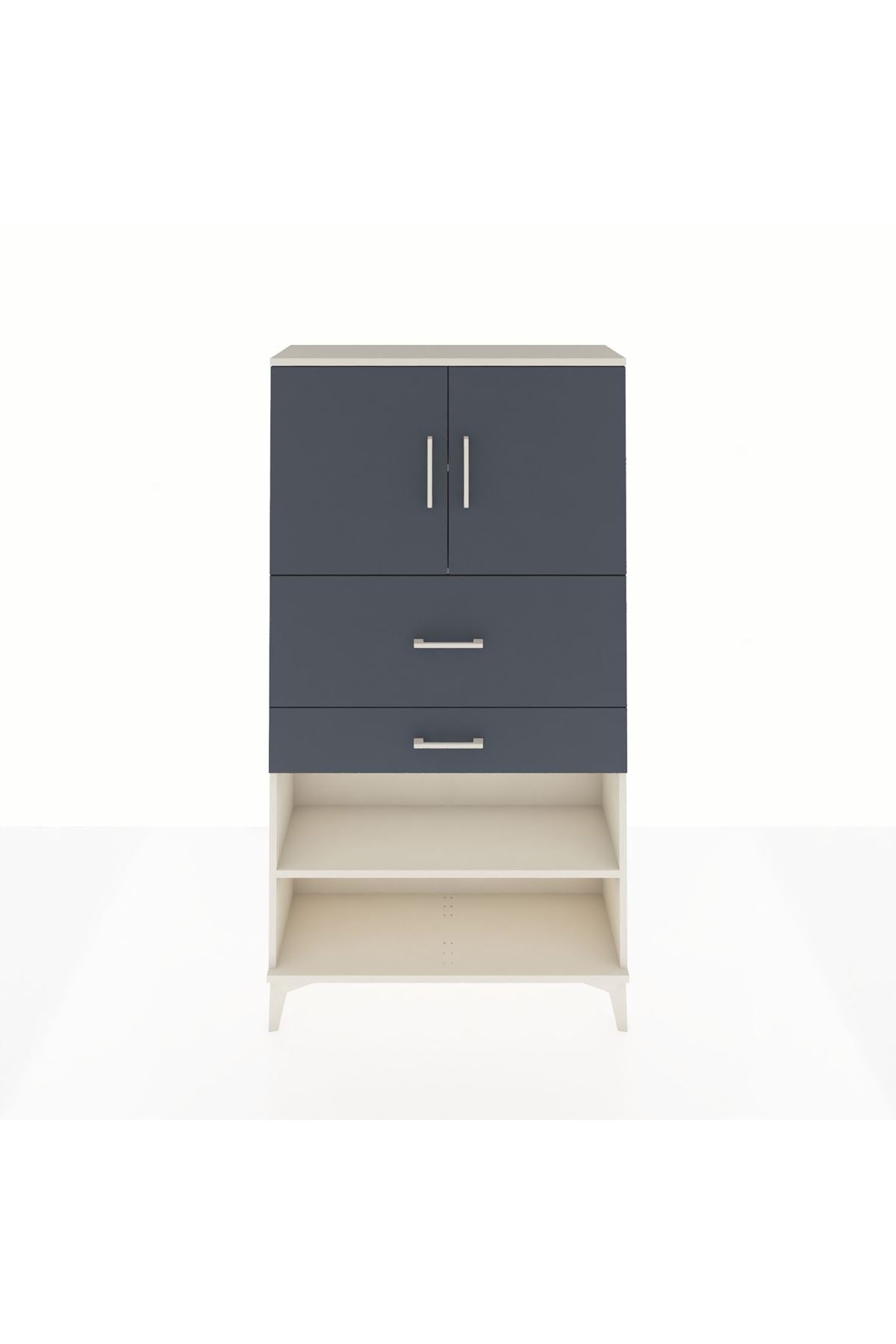 Arges Dolap 3 Raflı 2 Çekmeceli 2 Kapaklı 88x30x163 Aytaşı-Antrasit