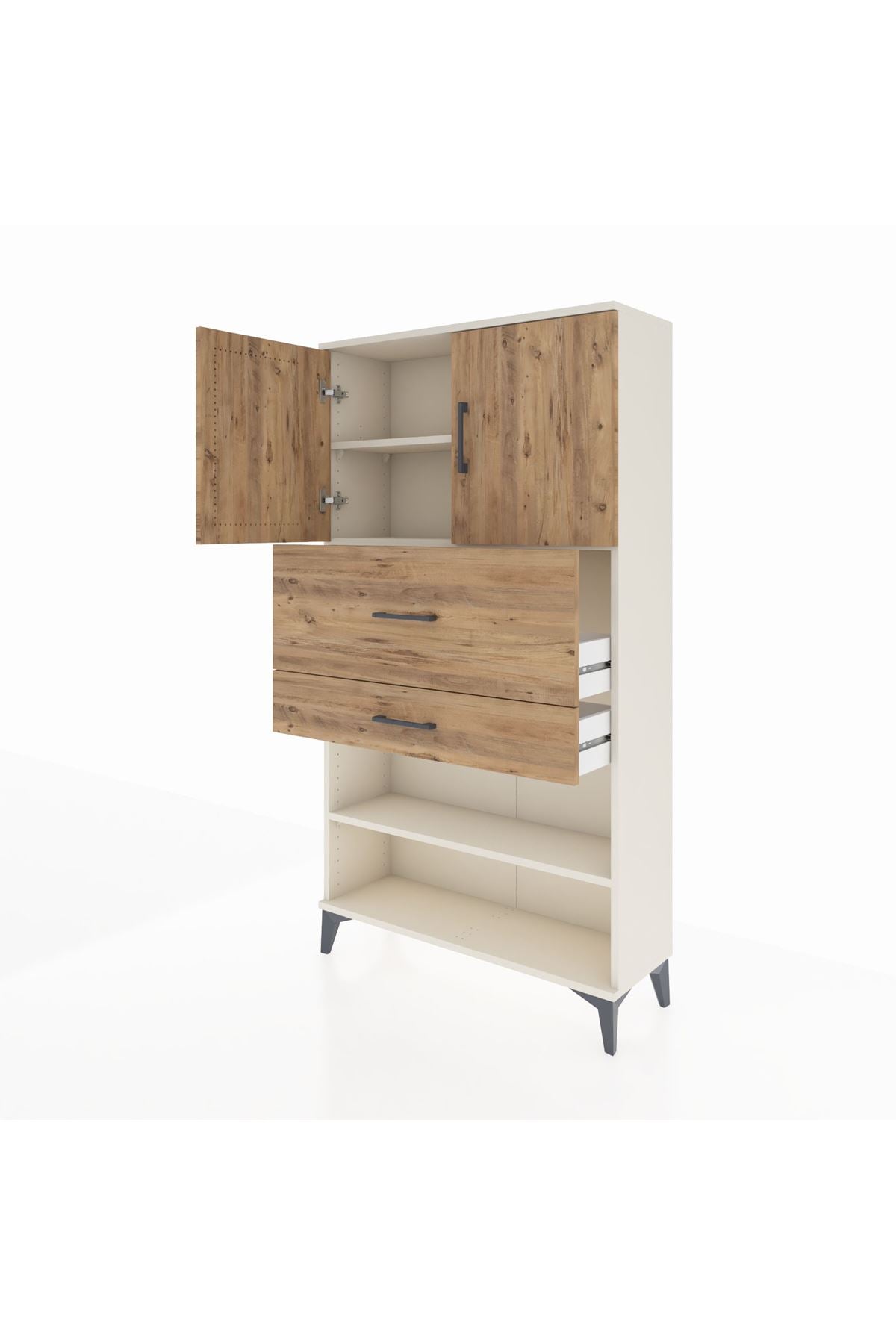 Arges Dolap 3 Raflı 2 Çekmeceli 2 Kapaklı 88x30x163 Aytaşı-Çam