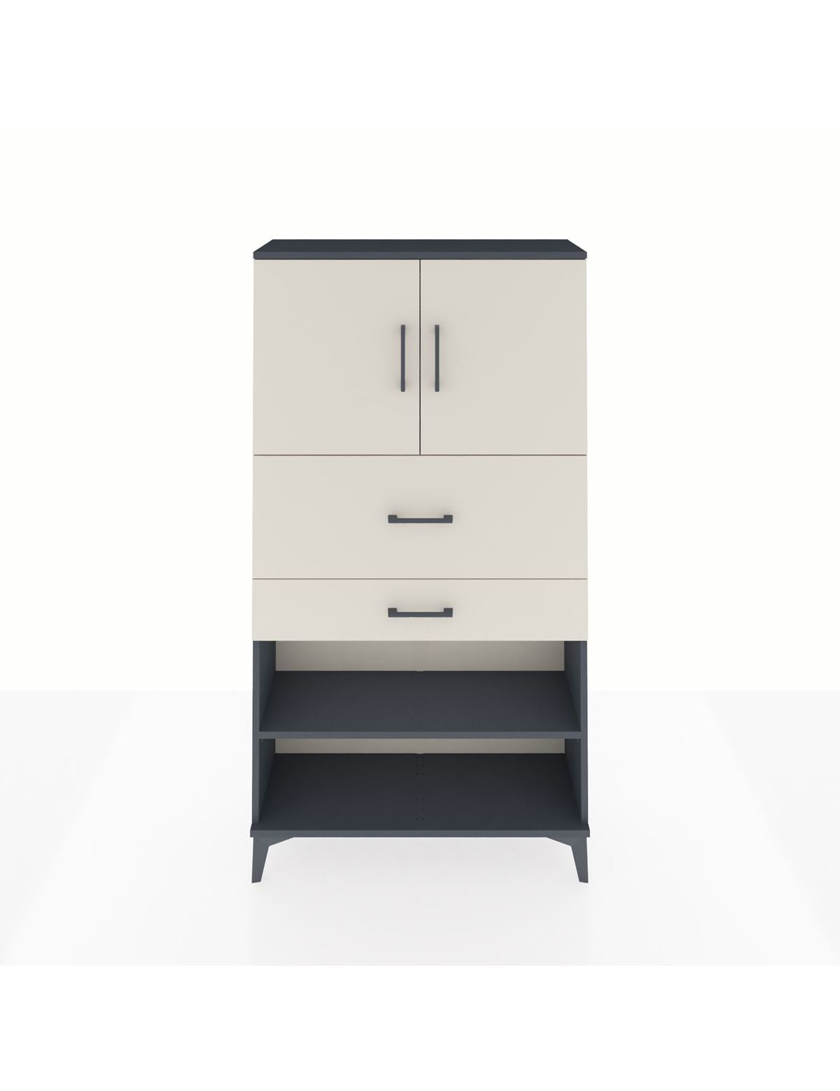 Arges Dolap 3 Raflı 2 Çekmeceli 2 Kapaklı 88x30x163 Antrasit-Aytaşı