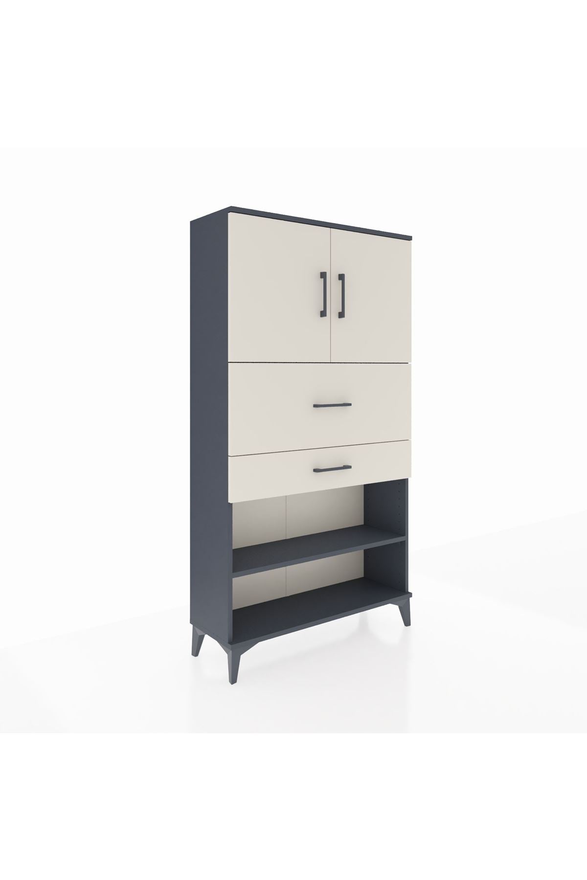 Arges Dolap 3 Raflı 2 Çekmeceli 2 Kapaklı 88x30x163 - S21M172V4A