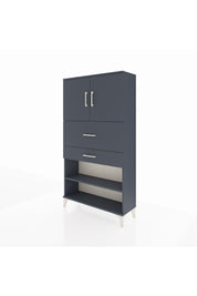 Arges Dolap 3 Raflı 2 Çekmeceli 2 Kapaklı 88x30x163 Antrasit-Antrasit