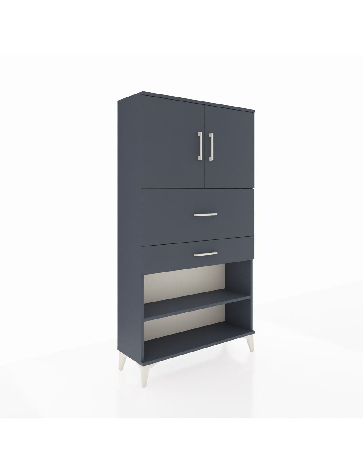 Arges Dolap 3 Raflı 2 Çekmeceli 2 Kapaklı 88x30x163 Antrasit-Antrasit