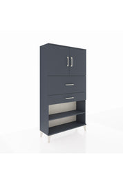 Arges Dolap 3 Raflı 2 Çekmeceli 2 Kapaklı 88x30x163 Antrasit-Antrasit