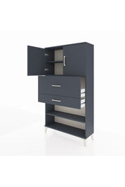 Arges Dolap 3 Raflı 2 Çekmeceli 2 Kapaklı 88x30x163 Antrasit-Antrasit