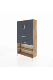 Arges Dolap 3 Raflı 2 Çekmeceli 2 Kapaklı 88x30x163 Çam-Antrasit