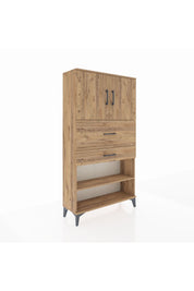 Arges Dolap 3 Raflı 2 Çekmeceli 2 Kapaklı 88x30x163 Çam-Çam