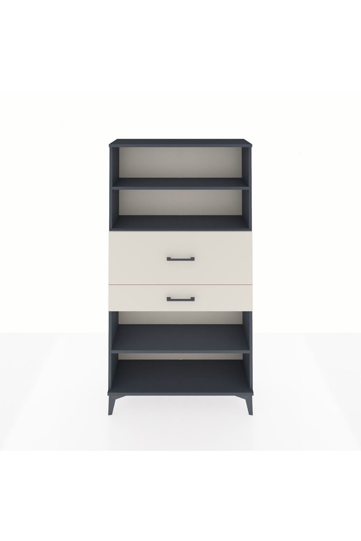 Arges Dolap 3 Raflı 2 Çekmeceli 88x30x163 Antrasit-Aytaşı