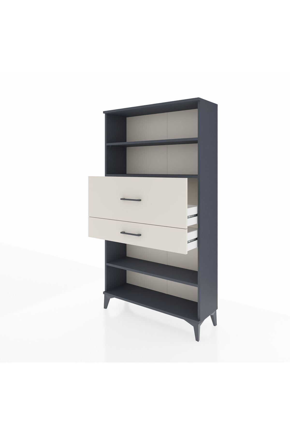 Arges Dolap 3 Raflı 2 Çekmeceli 88x30x163 Antrasit-Aytaşı