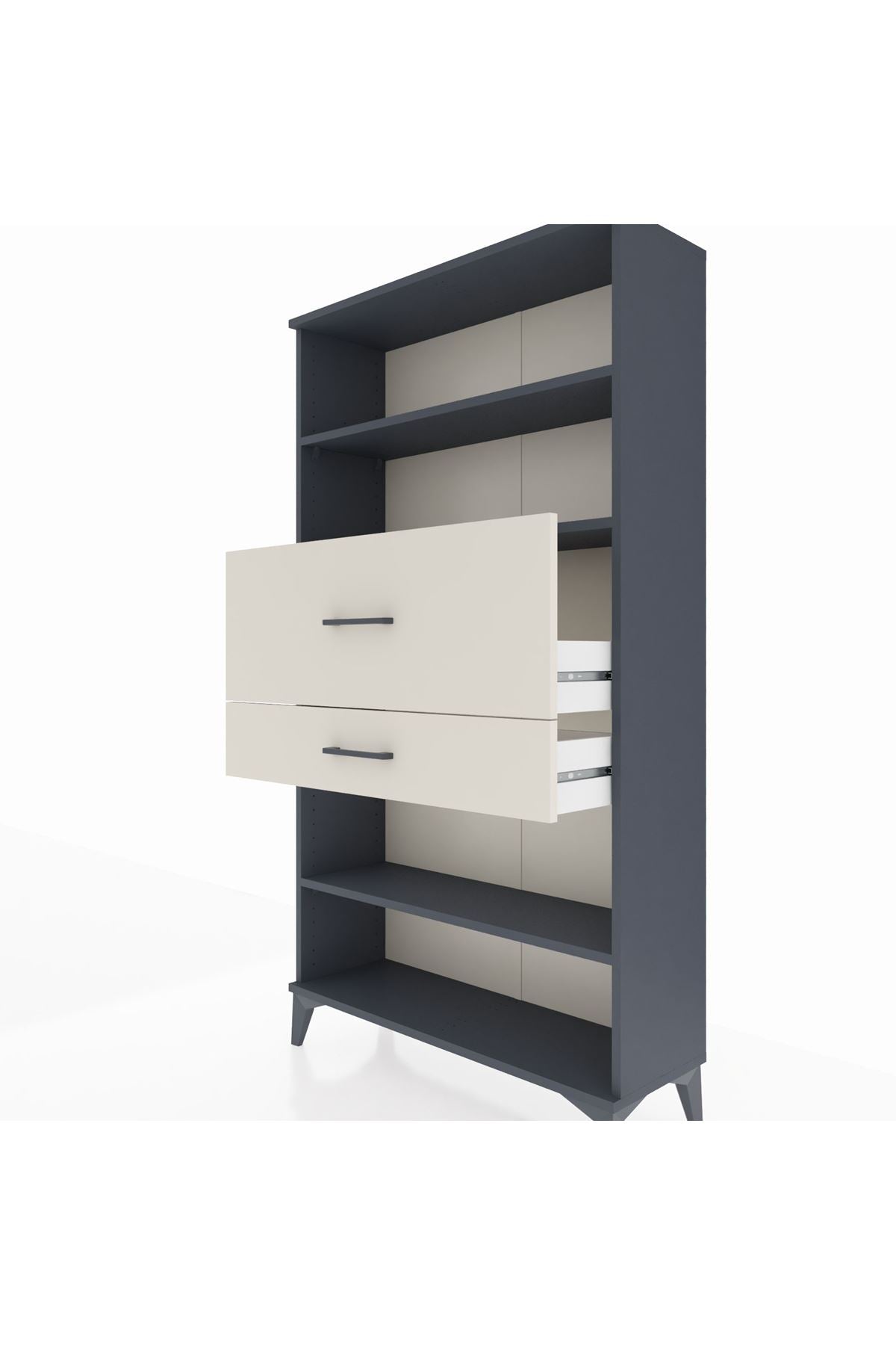 Arges Dolap 3 Raflı 2 Çekmeceli 88x30x163 Antrasit-Aytaşı