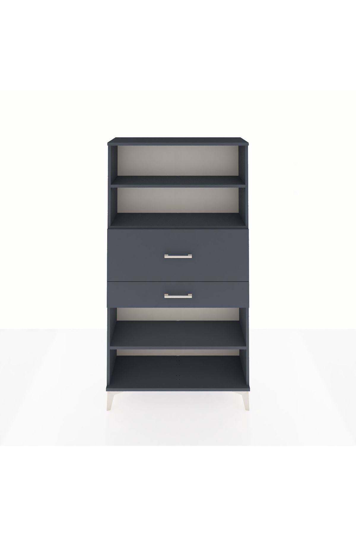 Arges Dolap 3 Raflı 2 Çekmeceli 88x30x163 Antrasit-Antrasit