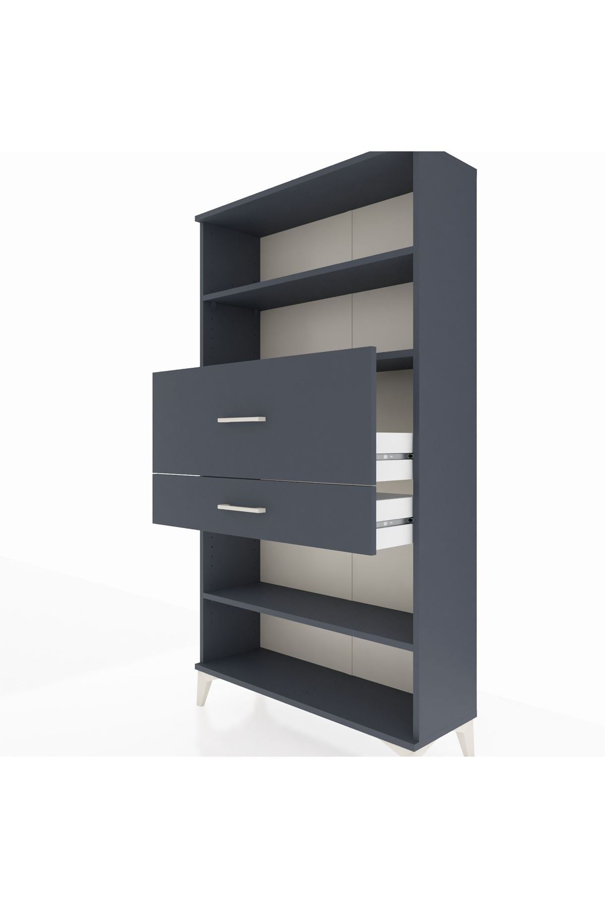 Arges Dolap 3 Raflı 2 Çekmeceli 88x30x163 Antrasit-Antrasit