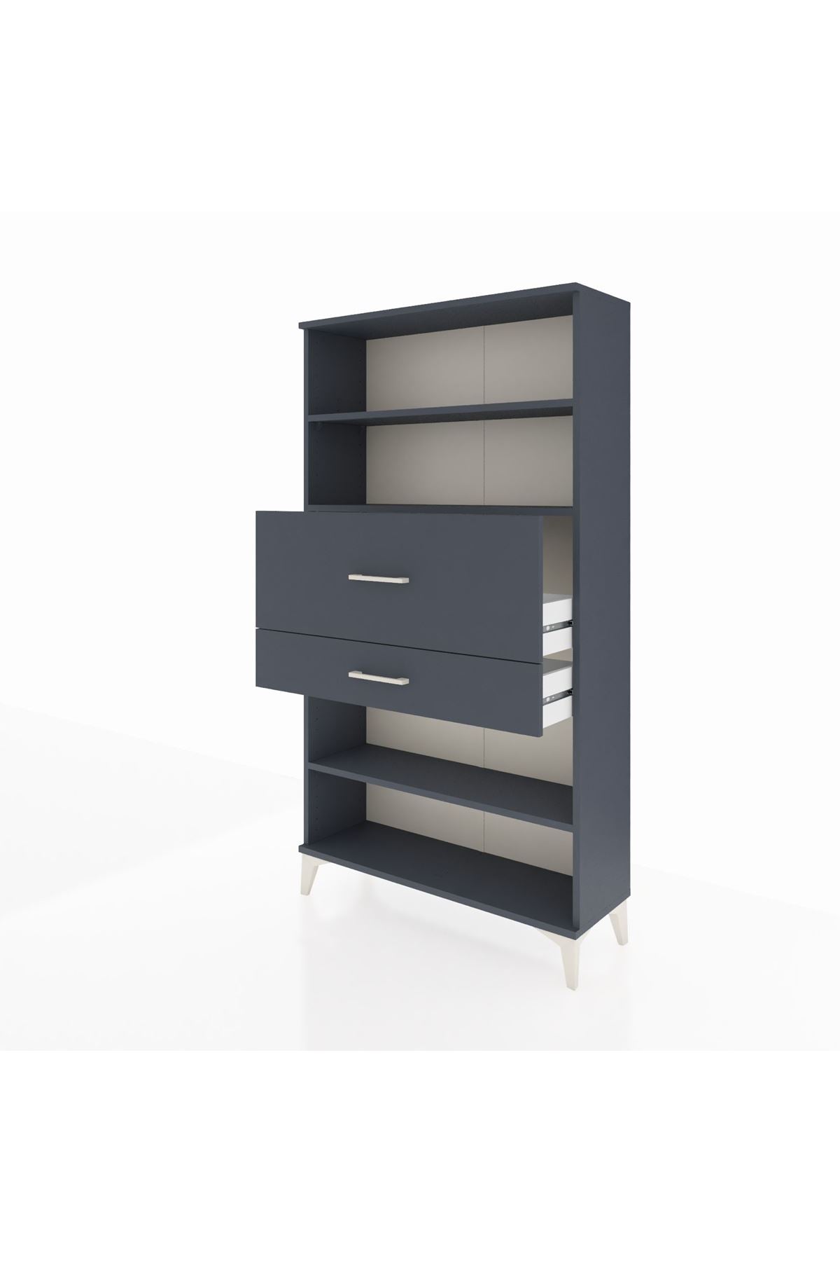 Arges Dolap 3 Raflı 2 Çekmeceli 88x30x163 Antrasit-Antrasit