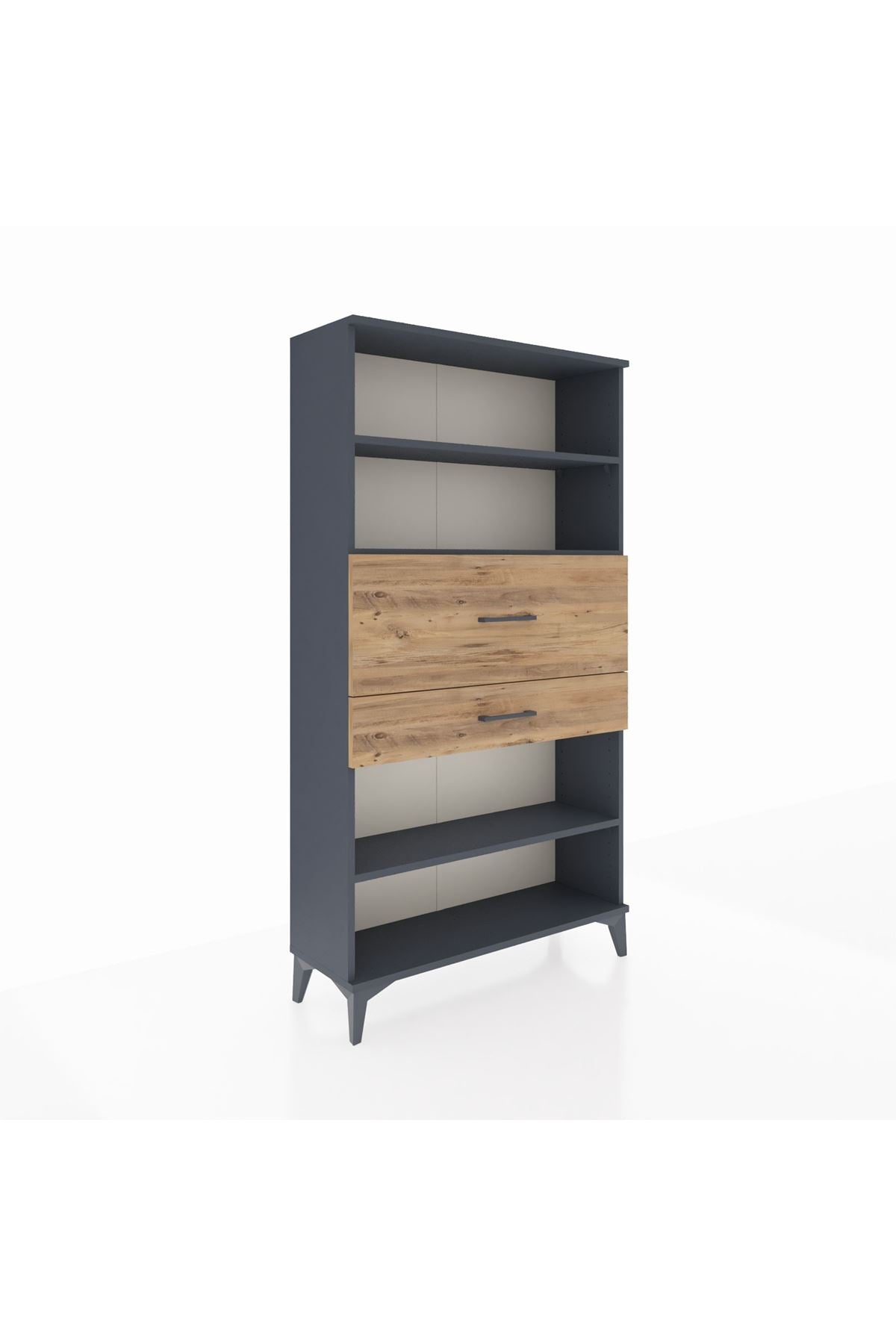 Arges Dolap 3 Raflı 2 Çekmeceli 88x30x163 Antrasit-Çam