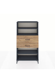 Arges Dolap 3 Raflı 2 Çekmeceli 88x30x163 Antrasit-Çam