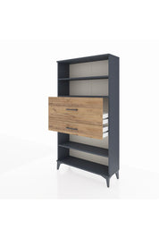 Arges Dolap 3 Raflı 2 Çekmeceli 88x30x163 Antrasit-Çam