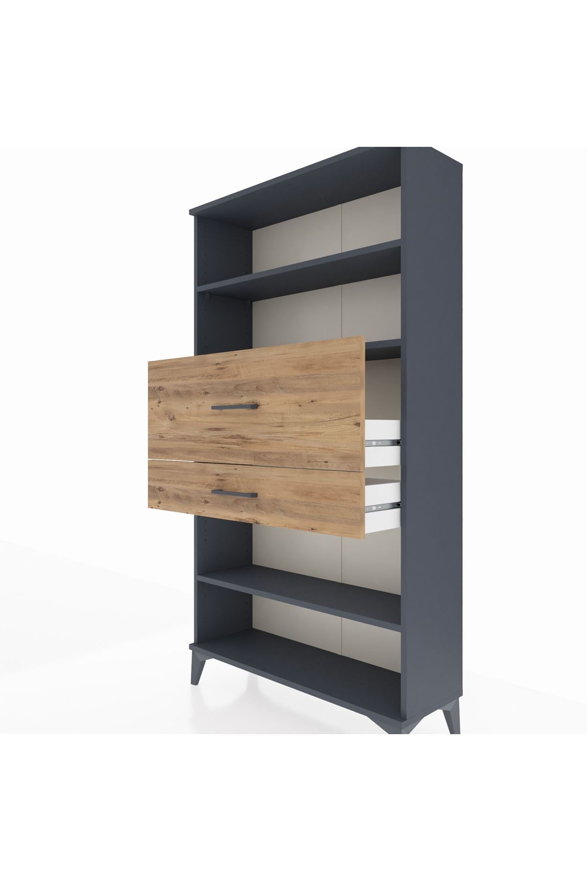 Arges Dolap 3 Raflı 2 Çekmeceli 88x30x163 Antrasit-Çam