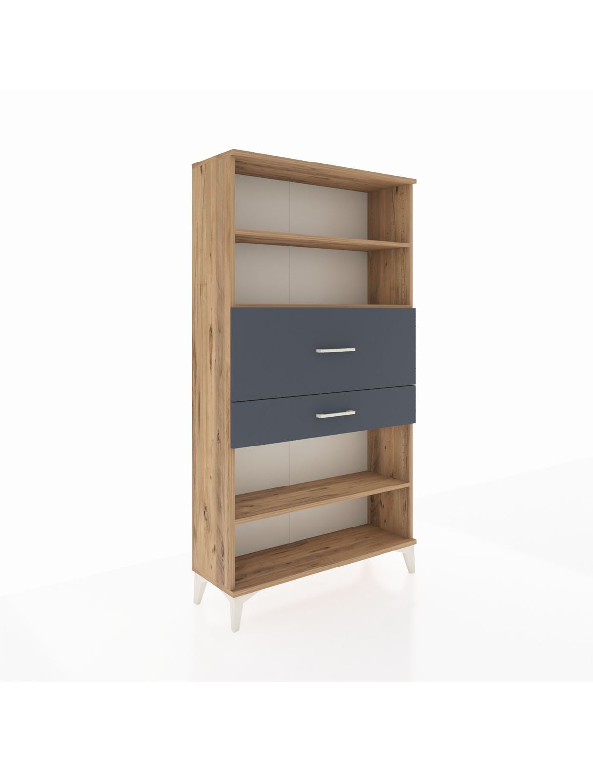 Arges Dolap 3 Raflı 2 Çekmeceli 88x30x163 Çam-Antrasit