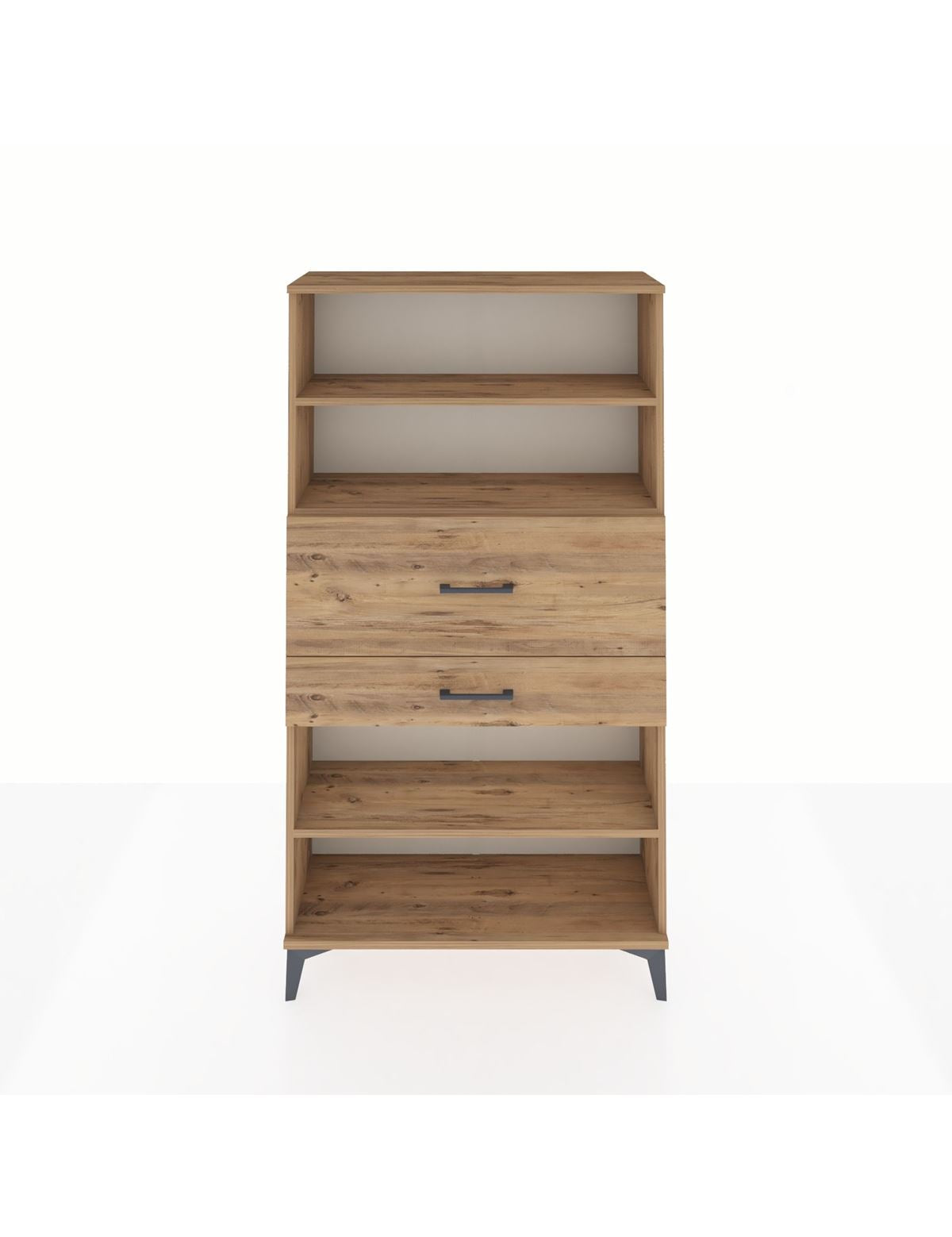 Arges Dolap 3 Raflı 2 Çekmeceli 88x30x163 Çam-Çam