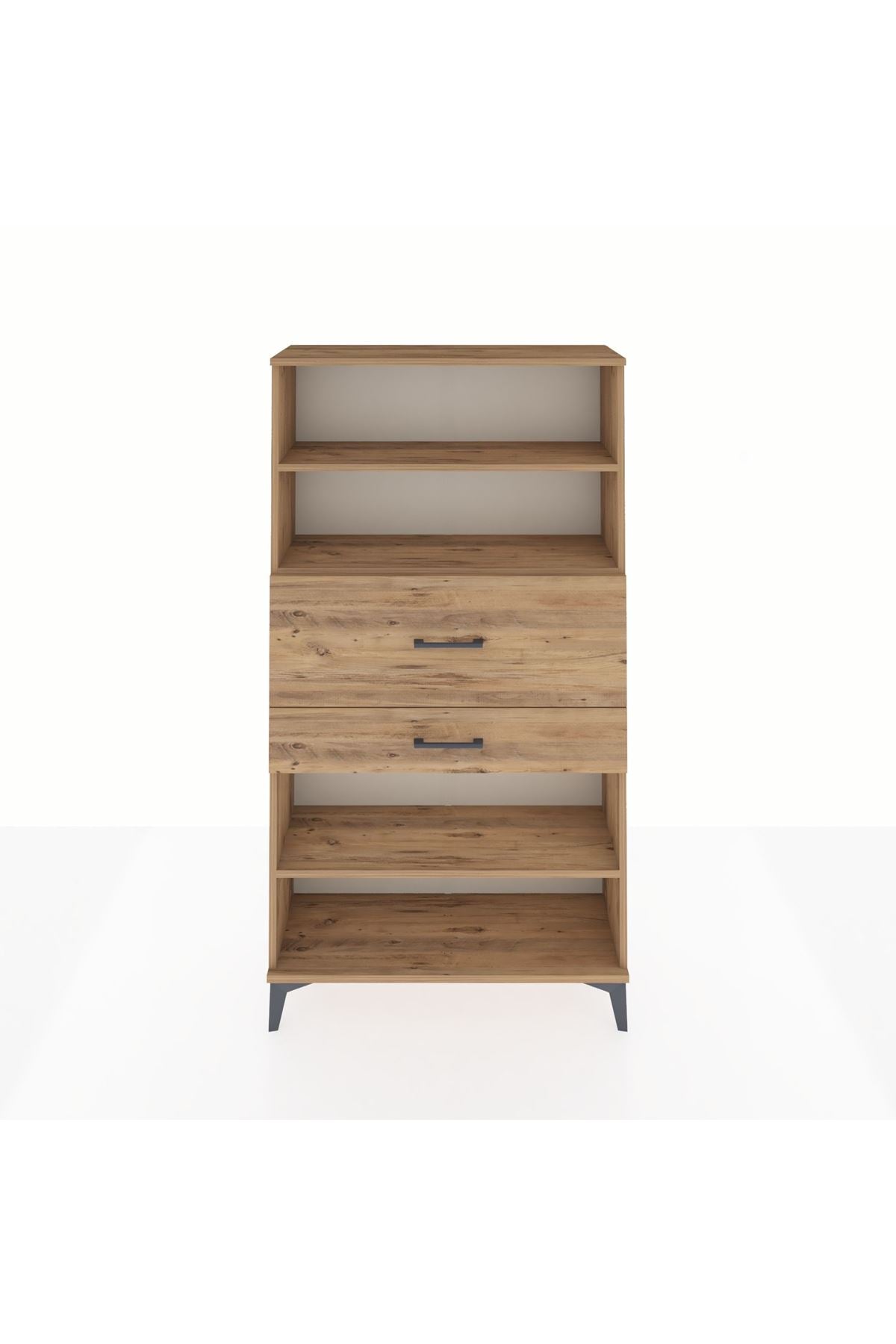 Arges Dolap 3 Raflı 2 Çekmeceli 88x30x163 Çam-Çam