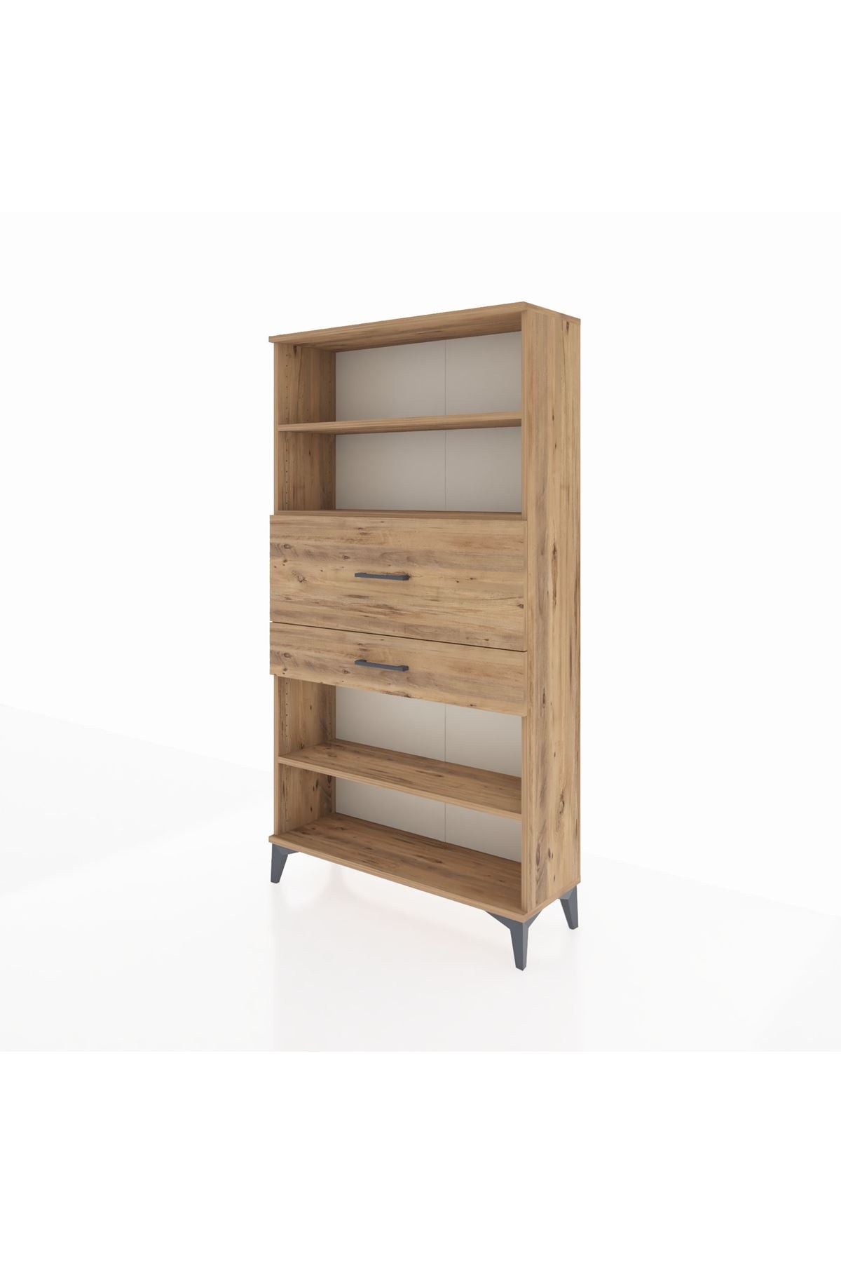 Arges Dolap 3 Raflı 2 Çekmeceli 88x30x163 Çam-Çam