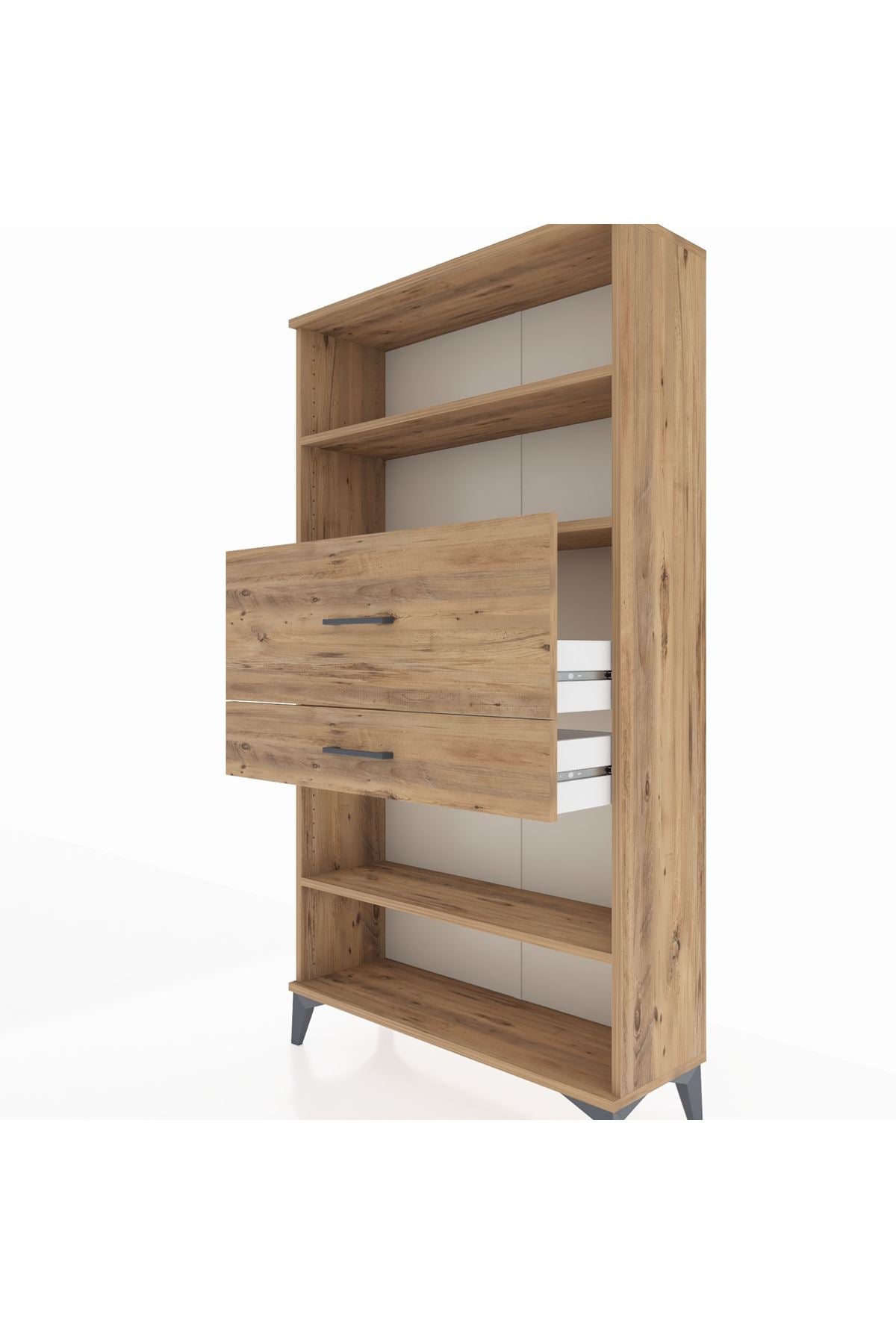 Arges Dolap 3 Raflı 2 Çekmeceli 88x30x163 Çam-Çam