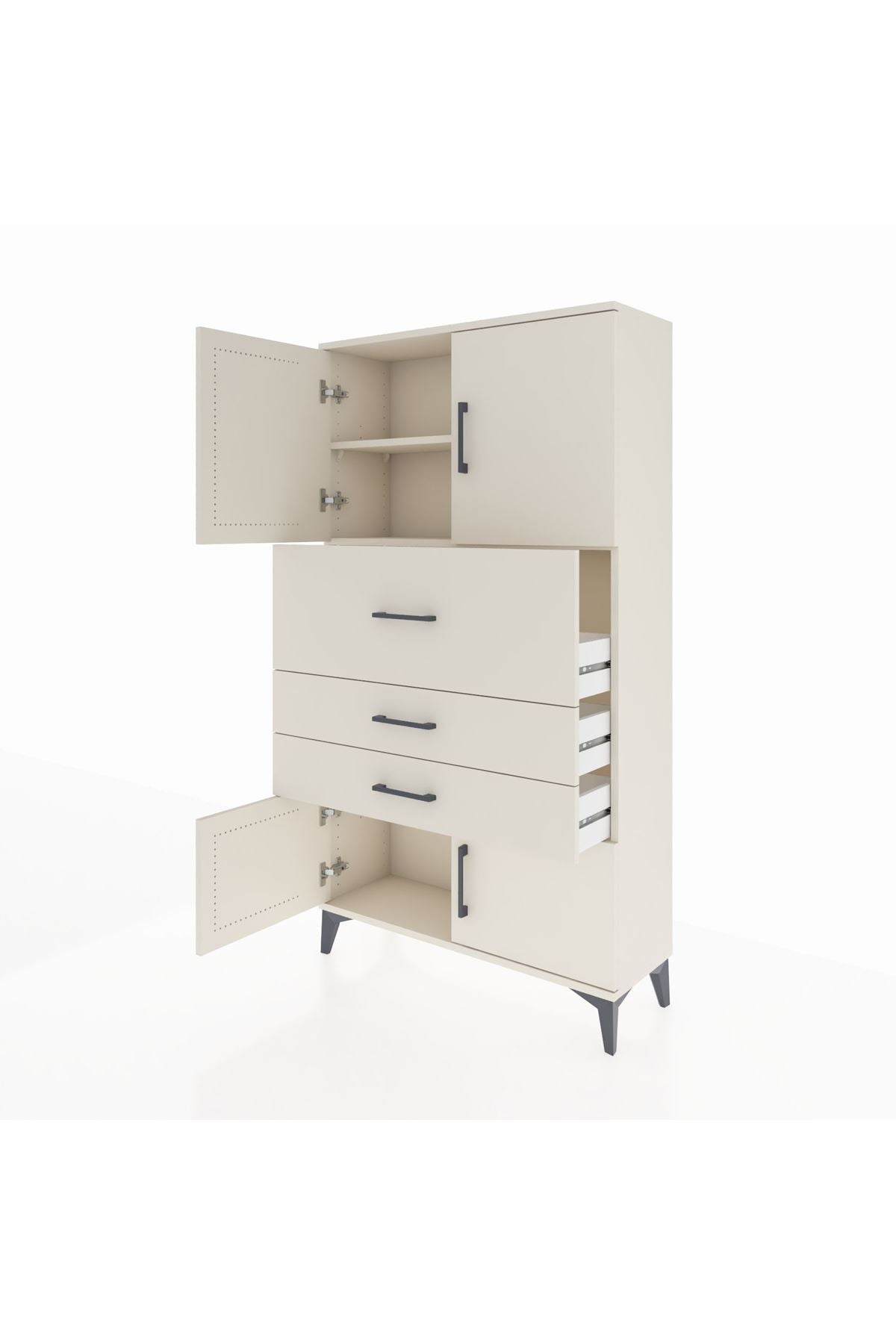 Arges Dolap 2 Raflı 3 Çekmeceli 4 Kapaklı 88x30x163 Aytaşı-Aytaşı