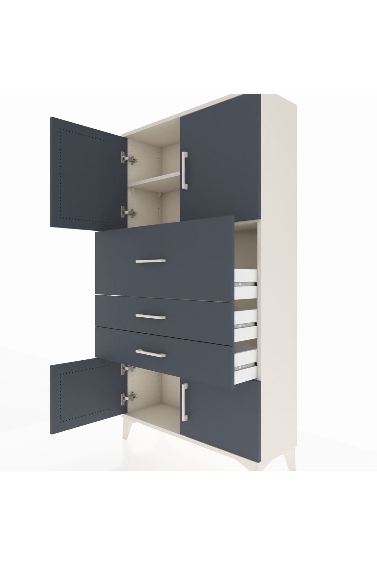 Arges Dolap 2 Raflı 3 Çekmeceli 4 Kapaklı 88x30x163 Aytaşı-Antrasit